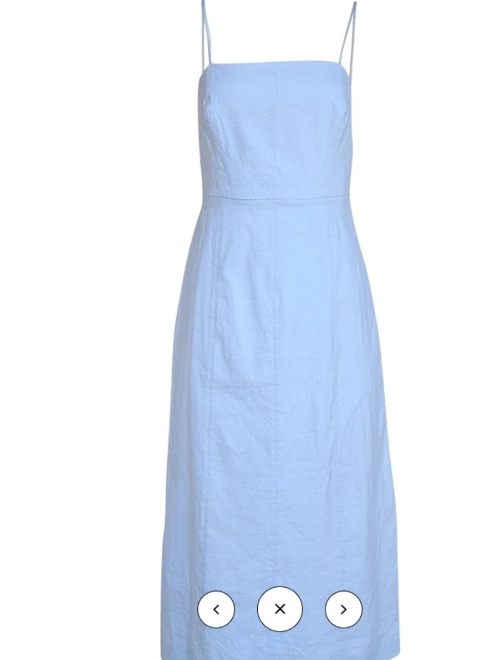 New Theory Blue Linen Blend Square Neck Linen blend Midi Dress